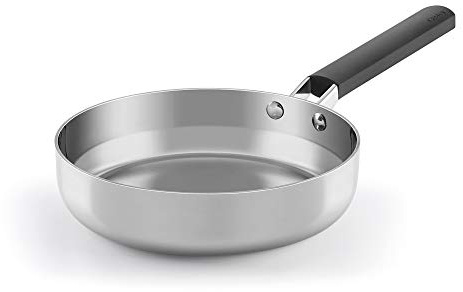 CASTEY - Sartén de Trimetal Castey, Modelo B-S24, Tamaño 24 cm, Tricapa de Acero Inoxidable, Revestimiento Antiadherente, sin PFOA, Base Full Induction, Apta para Todas las Cocinas