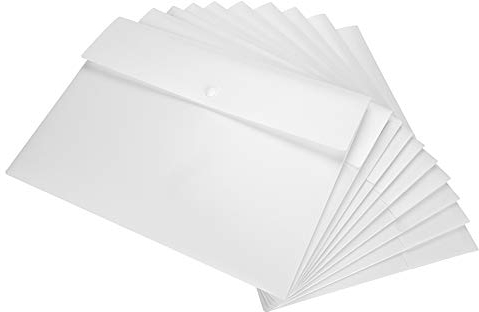 Dokumentemappe Aktenmappe A4 Ordner Ringmappe Weiß Ordnungsmappe mit Druckknopf Aktenordner 10 Stücke Plastikordner für Büro Zuhause Arbeit Kunststoff Fächermappe Postmappe Set Bürobedarf
