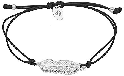 Max Palmer Armband mit Feder Anhänger | Ziehverschluss verstellbar | Partner Armschmuck in 7 Farben | Vogel-Feder Charm Bracelet | robuster Stoff