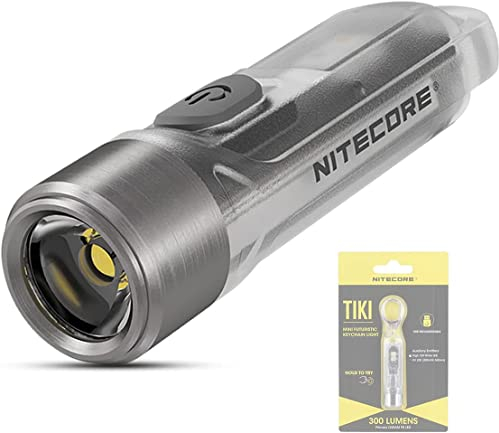 Nitecore TIKI - Mini Taschenlampe Aufladbar - Extrem Hell Schlüsselanhänger - 300 Lumen und UV Taschenlampe Licht ([ GLASIG ])