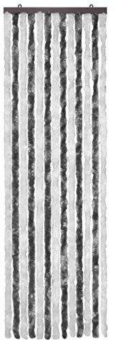 pedkit Insektenschutz-Vorhang 56 x 185 cm (B x H), Chenille Flauschvorhang Türvorhang Tür Camping Fliegenschutz Wohnwagen Wohnmobil Grau und Weiß