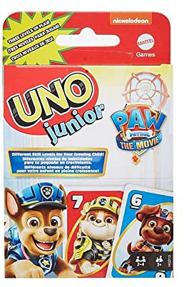 UNO Junior La Pat'Patrouille : Le Film, Jeu de société et de 56 Cartes à l'effigie du Dessin animé, 2 à 4 Joueurs, pour Enfants dès 3 Ans, HGD13