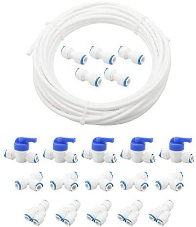 Pxyelec 10 m Wasserversorgungsrohr, Kühlschrank Anschluss Set, Kühlschrankfilter Set für Europäischen Stil Doppel Kühlschrank Kühlschrank (1/4 Zoll)