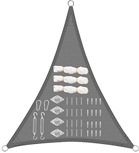 WOLTU Toldo Vela Triangular 5 x 7 x 7 m, protección Solar HDPE, Transpirable, protección UV, Kit de Montaje para Toldo