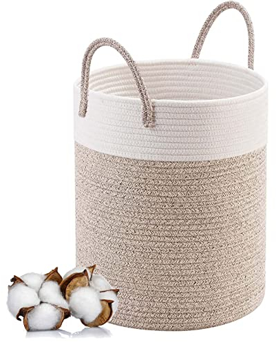 Wäschekorb mit Henkel Faltbar Geflochten Groß Wäschesammler Wäschesortierer Wäschebox Wäschetonne Spielzeug Aufbewahrung Aufbewahrungskorb laundry baskets Wäschetruhe mit Griff Handarbeit,46x38cm