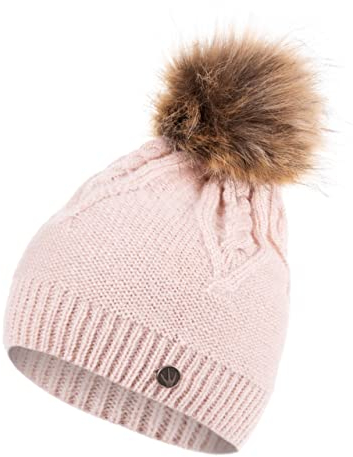 HEYO Damen Mütze für Winter Strickmütze mit Bommel Warme Beanie Wintermütze H22512 (Rosa)