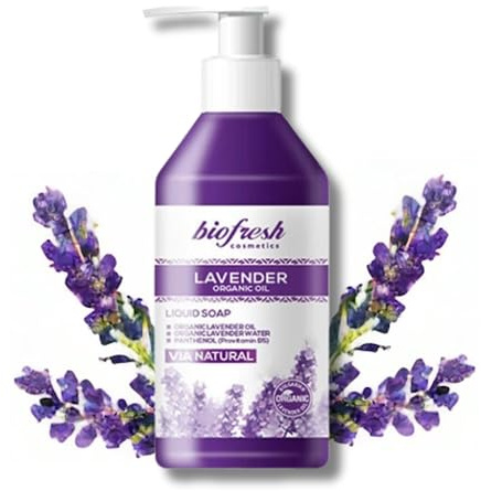 Biofresh cosmetics Via Natural Lavender oil Flüssigseife mit Lavendel Öl,reinigt,erfrischt und parfümiert die haut,liquid soap 300ml