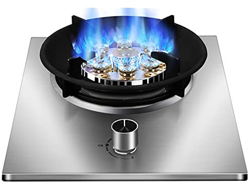 Piano Cottura a Gas Stufa a Gas da Incasso con Protezione contro i Guasti di Fiamma Fornello a Gas Singolo Fornello da Cucina in Acciaio Inox da 33 Cm GPL/NG [Classe di efficienza energetica A] (