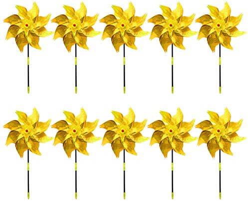 URFEDA 10PCS Réfléchissant Moulin à Vent, Anti Oiseaux Moulin a Vent, Répulsif d'oiseaux Réfléchissant, Moulin à Vent Jardin Decoration pour Protéger Le Vergers, Jardins, Granges, Arbres, 18x48cm