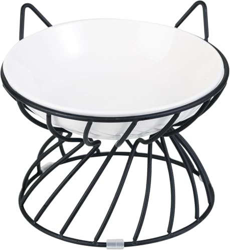 Comedero Gato Elevado - Cuenco Gato Ceramica con Soporte Antideslizante - Tazones Antivomitos para Comida - 250 ml