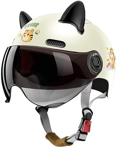 Niedlicher Kinderhelm, Motorrad-Halbhelm Für Jungen Und Mädchen Mit Katzenohren, Geeignet Für Kinder Im Alter Von 4–14 Jahren, Geeignet Für Motorrad-Balance-Fahrzeuge, Radscheiben K,44-54CM