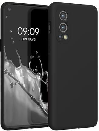 kwmobile Hülle kompatibel mit OnePlus Nord 2 5G Hülle - Silikon Handy Case - Handyhülle weiche Oberfläche - kabelloses Laden - Schwarz matt