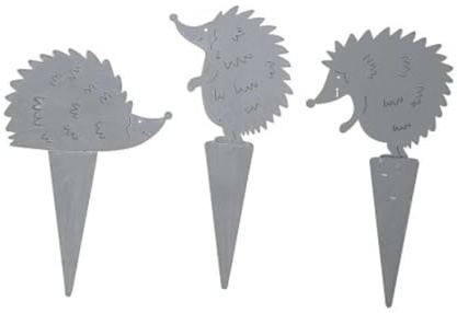 MACOSA PO631154-802_x3 Dekostecker Igel 3er Set Grau 15 cm Metall Herbst-Dekoration Blumenstecker Herbst-Deko Winter-Deko Winter Dekoration