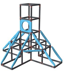 BIG Torre Gigante Kraxxl Giant, Gran Estructura Infantil de Escalada Aire Libre, 299 Piezas, hasta 100 kg, Pirámide en 4 Niveles, 185 x 230 x 185 cm, A Partir de 3 años. (800055701), Color Gris