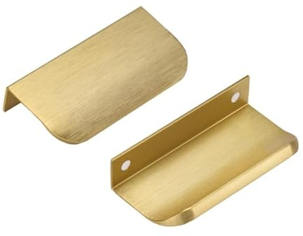 Ndjiloik 10 stycken dolda dörrhandtag skåphandtag möbelhandtag aluminiumlegering för garderob dörr lådor, guld, total längd 80 mm
