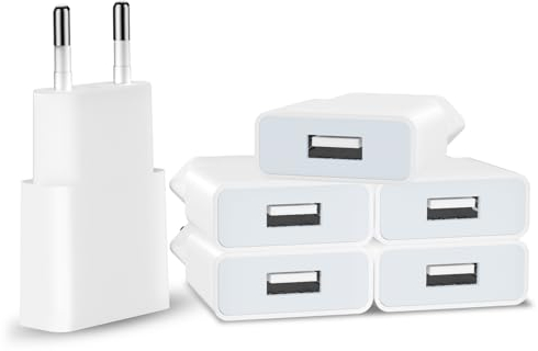SCHITEC 5W USB Ladegerät, 5V 1A USB Netzteil Stecker, Slim USB Netzstecker Adapter Steckdose Ladestecker für iPhone, Samsung Handy,MP3, eBook Reader und Mehr (Weiß-6Pack), TC214