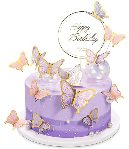 3D Butterfly Cake Topper, 23 Pcs Butterfly Cake Decorations, Mixed Size Butterfly Cupcake Toppers Cake Decorations, Butterfly Cake Topper for Birthday Wedding Party Supplies