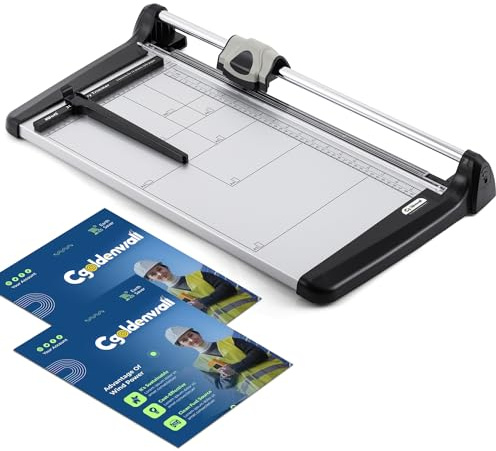 CGOLDENWALL A3 Cortador de Papel Industrial 15 Hojas Capacidad, con Regla Lateral, Medición Rejilla de A3-A6 y Protección de Seguridad, Massicot Disco Rotativa para Papel, Foto, Papel Artesanal, PVC