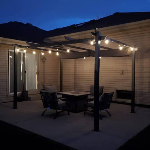 PURPLE LEAF Aluminium Pergola 3 × 3.65 m mit LED Licht, UV-Schutz, Grau