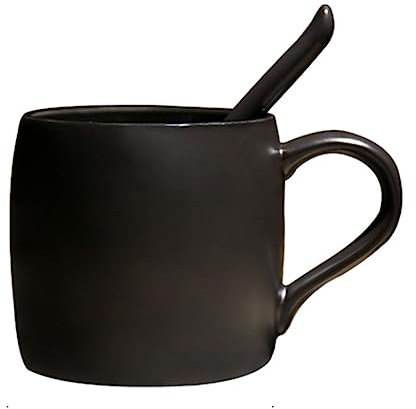 BLMAGS Comfort Ceramic Mug Set with Lid and Spoon Simple Round Tea Cup Home Office Coffee Mugs 420ml/14.2oz Fashion