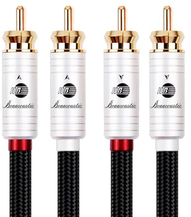 BOAACOUSTIC JIB RCA-ljudkabel av hög kvalitet RCA hane till hane HIFI audiofil ljudkabel, Cinch kabel för förstärkare, CD, högtalare, HiFi-system, 6 mm 5 m diameter, svart
