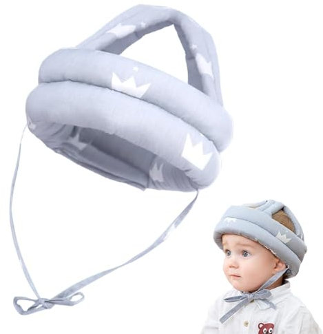 Mikiuly Baby Helm Kopfschutz, Anti-Kollision Baby Helm, 360° Schutz, Grau