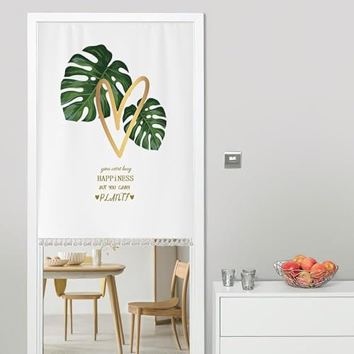 Türvorhang Golden Green Tropical Küchenvorhänge Polyester Raumteiler Vorhang Waschbar Vorhänge Kurz Küchenvorhang Langlebig Fliegenvorhang Terrassentür tür Vorhang Verdickung Vorhang Tür 90x200cm