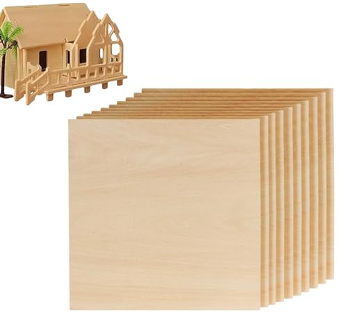 10 fogli di legno di compensato versatili per ornamenti e modellismo, perfetti per la combustione del legno, l'incisione e i progetti creativi