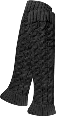 AUYAO Jambière Femme, Douces Guêtres pour Danse, Jambières Chaudes Jambière Tricotées Fille, Y2K Harajuku Style Gothic Lolita Chauffe-jambes Warmer Chaussettes Tricotées à Hauteur (Noir)