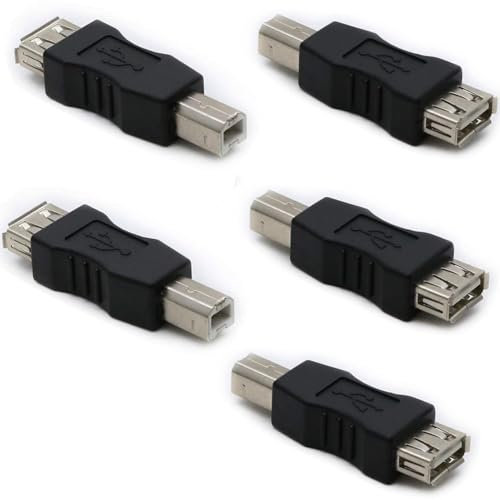 VISSQH Adattatore USB 2.0 Tipo A Femmina a Tipo B Maschio Convertitore per Stampante, Scanner e Altri Dispositivi - 5 Pezzi