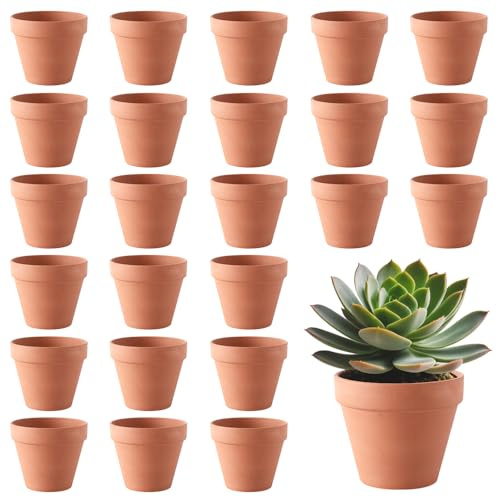 Foreverup Lot de 24 petits pots de fleurs en terre cuite avec trous de drainage pour pépinière, plantes grasses, cactus, fleurs, art peint à faire soi-même