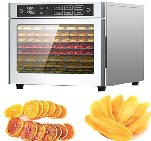 Food-Dehydrator Machine, Stainless Steel Trays, 500W Electric Meat-Dehydrator for Yogurt,185ºF Temp, 24H Timer Fruits and Vegetables Drying Maker, Jerky-Dehydrator for Beef,220V-6Trays