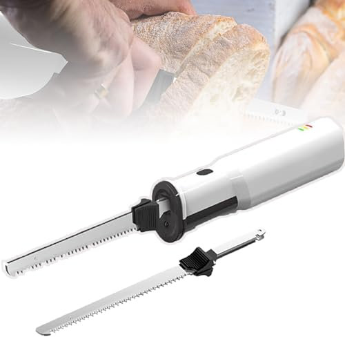 Couteau à Découper La Viande électrique Sans Fil Avec 2 Couteaux à Trancher La Viande Dentelés, Lame à Pain à Batterie Au Lithium 8V, 8 Pouces Lames En Acier Inoxydable