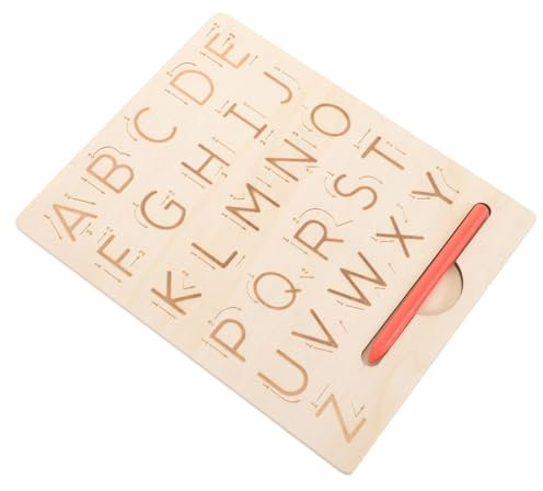 TOBBOMEY Holz Übungsbrett Für Junge Mädchen Doppelseitiges Holzalphabet-abpausebrett Buchstabenschablonen Alphabet-Zahlen-abpausebrett Pädagogisches Spielzeug Für Heimunterricht