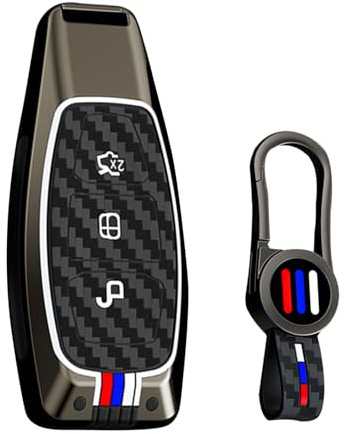 ontto Passt für Ford Schlüsselhülle Autoschlüssel Schutz Hülle für Ford Fiesta Focus Kuga Fusion Mondeo Ecosport Explorer Edge Ranger C-Max Schlüsselgehäuse Zinklegierung Schlüsselcover-A Schwarz