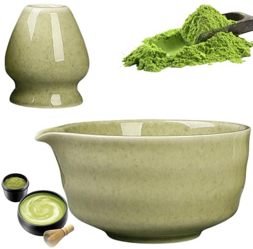 GOMETY Tazón de té japonés para matcha con vertedor, cuenco de té Chawan Matcha con bandeja batidora, cuenco tradicional de cerámica Matcha, cuenco de té Chawan, cuenco de té de cerámica para matcha