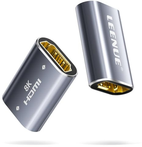 LEENUE HDMI Coupler 8K Female to Female Connector, HDMI 2.1 Aluminum Adapter, Supports 8K@60Hz/4K@120Hz for HDTV, Roku Stick, Monitor, Projector, Gaming Console, 2 Pack