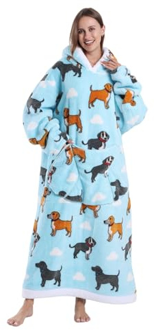 JOREAY Lange Hoodie Decke mit Ärmeln für Damen Herren, Übergroße Warme Kuschelpullover Deckenpullover, Kuschelig Oversized Decken Hoodie