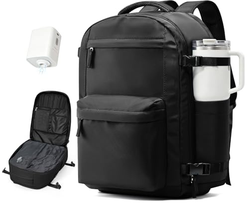 BOXSAM Sac à Dos Voyage 40x30x20 Cabine Ryanair Sous Vide - Noir