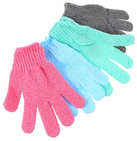 POPETPOP 4 pares Guantes Baño Exfoliantes de Nylon Duraderos y Cómodos para Eliminar Piel Muerta y Mejorar Circulación Cuerpo Completo