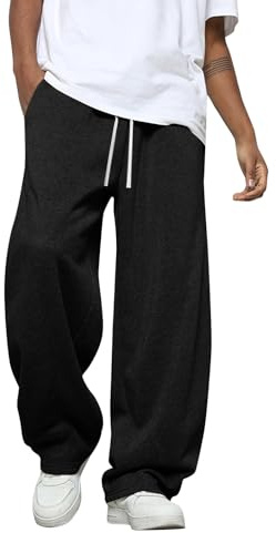 Men's Baggy Sweatpants Elastic Waist Drawstring Wide Leg Sweatpants Casual Loose Baggy Joggers with Pockets Tracksuit Bottoms Joggers for Men UK