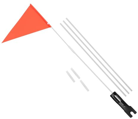 POPETPOP Bike Safety Flag Pole Kit with Orange 21.5x28.5cm Flag, White 0.6x38cm 5-section Pole, Mounting Holders and Black Metal Base for Bicycle Visibility and Outdoor Cycling Safety