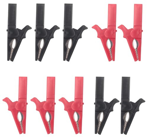 Wadakada Paquet de 10 Pinces Crocodiles 1000 V 32 A, Robustes, Entièrement Isolées, pour Batterie de Voiture Automobile, Pinces Crocodiles, Pinces de Test Électriques