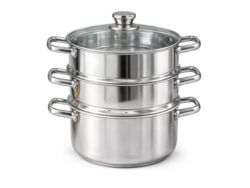 RHP Olla multifuncional de acero inoxidable de 26 cm. Vaporera de alta calidad con múltiples usos. Compatibilidad perfecta para cocinas de inducción, eléctricas, de gas y halógenas
