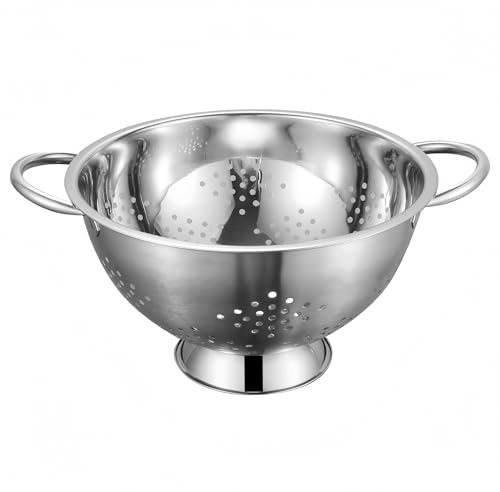 Stainless Steel Colander Kitchen Food strainers Handle Footed Base 26cm | Metal Large Pasta Spaghetti Salad vegetable Strainer, Deep Colander Dual Handle Dishwasher Safe, Rust Resistant Heavy Duty