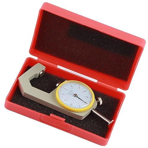 Spessimetro con Quadrante Rotondo, Misuratore di Spessore 0-20mm, Punta Piatta e Punta a Punta - Materiale in Alluminio, Precisione Elevata, Uso per Carta e Metalli (Testa piatta)