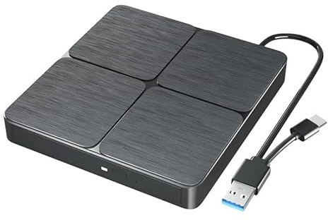 Bärbar DVD-spelare, Extern Blu-Ray DVD-enhet USB 3.0 Bärbar CD DVD-spelare läsare brännare for bärbar dator