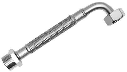 SFX® Panzerschlauch 4m Flexschlauch 3/4 Zoll AG x 3/4 Zoll ÜM - 90°Bogen DN8 Waschmaschinenschlauch Geschirrspüler Spülmaschinen Schlauch Verlängerung Zulauf