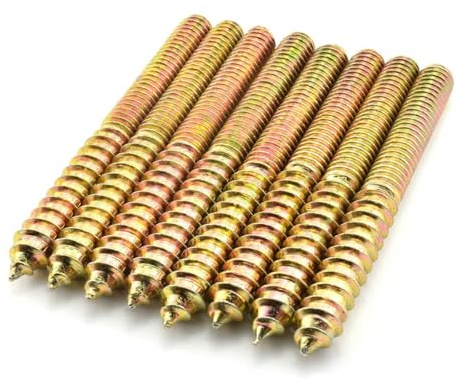8 Pack 5/16-18 x 3 Inch Hanger Bolts Double Headed Bolts Self-Tapping Screw Inch Hanger Bolts for Furniture