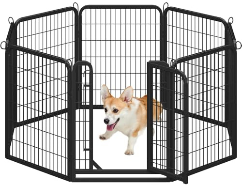 Yaheetech Parc pour Chiens Cage Chenils Chien 8 Panneaux Enclos en métal Clôture pour Chiot Rongeur Lapin Interieur Barriere Chien avec Porte 80 cm de Hauteur